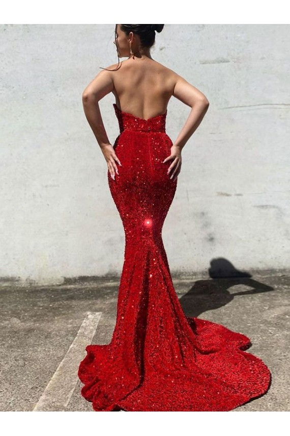 Velvet Sequin Sweetheart Mermaid Burgundy Prom Dress Canada Factory