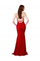 Lace V-Neck Open Back Mermaid Red Prom Dress Canada Factory
