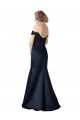 Satin V-Neck Mermaid Dark Navy Prom Dress Canada Factory