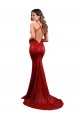 Sequin V-Neck Open Back Mermaid Red Evening Gown Canada Factory