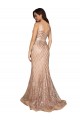 Sequin & Sparkling Sequin V-Neck V-Back Mermaid Rose Gold Plus Size Formal Prom Dress Canada Factory