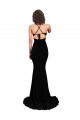 Spandex V-Neck Open Back Mermaid Black Prom Dress Canada Factory