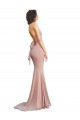 Spandex V-Neck Low Back Mermaid Dusty Pink Prom Dress Canada Factory