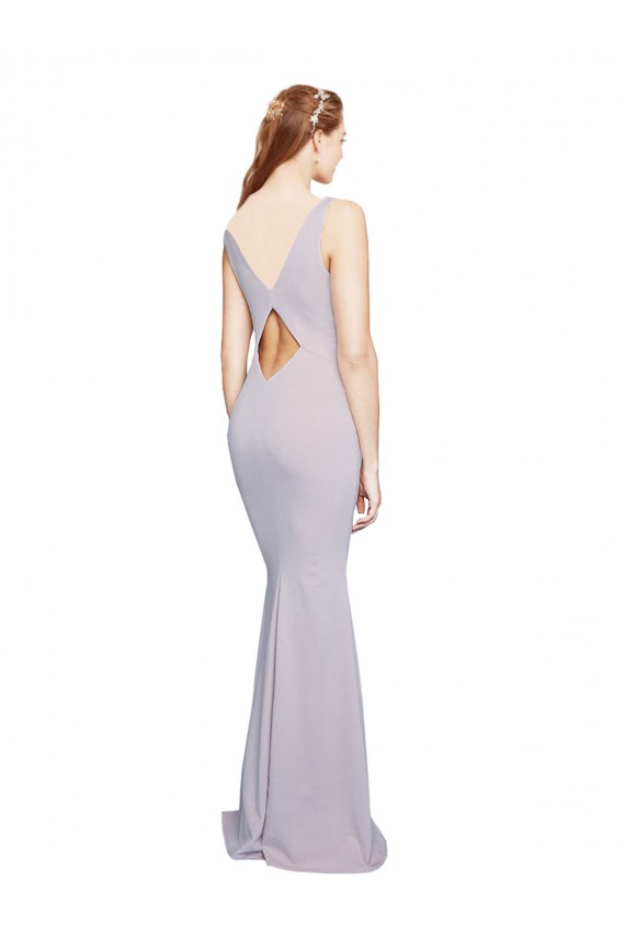 Stretch Crepe V-Neck Keyhole Back Mermaid Arctic Lilac Prom Dress Canada Factory