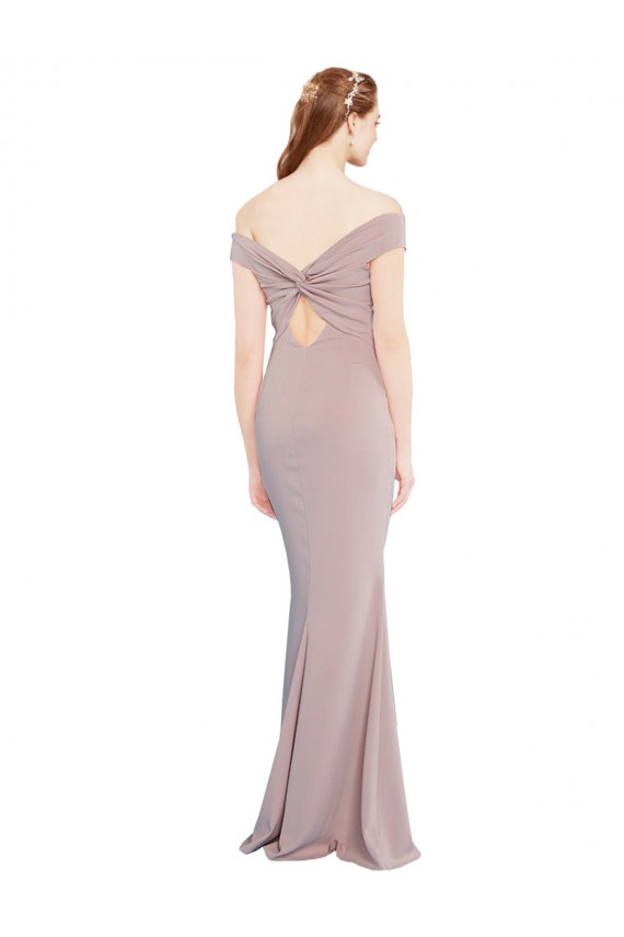 Stretch Crepe V-Neck Keyhole Back Mermaid Dusty Pink Prom Dress Canada Factory