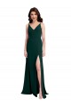 Stretch Crepe V-Neck V-Back A-Line Midnight Green Prom Dress Canada Factory