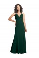 Stretch Crepe V-Neck V-Back A-Line Midnight Green Long Prom Dress Canada Factory