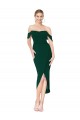 Stretch Crepe High Neck Mermaid Midnight Green High Low Prom Dress Canada Factory