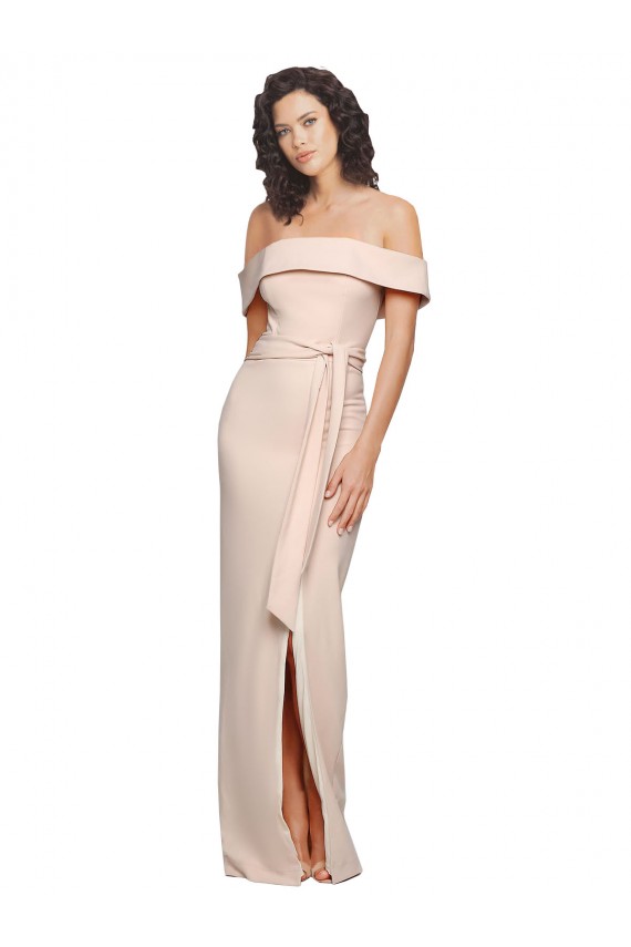 Stretch Crepe Off the Shoulder Low Back Mermaid Nude Prom Dress Canada Factory