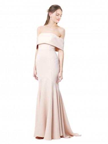 Stretch Crepe High Neck Mermaid Nude Long Prom Dress Canada Factory