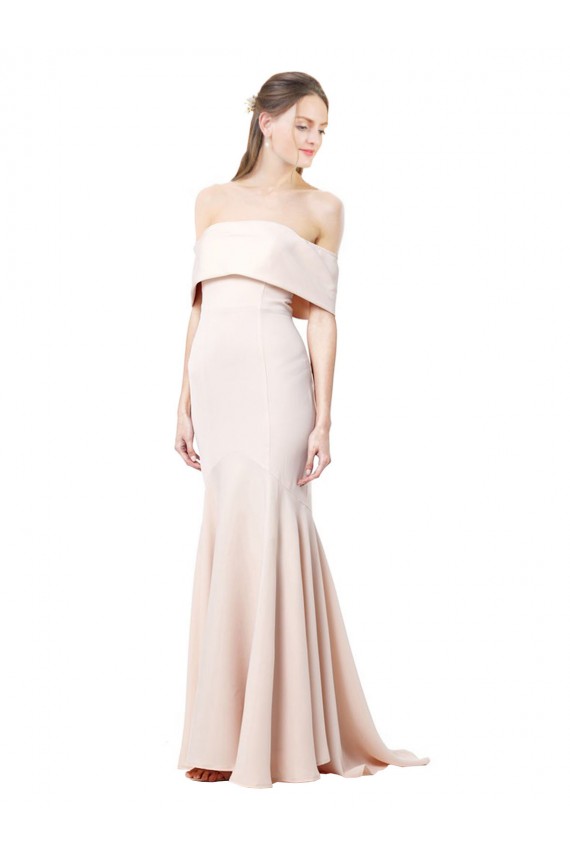 Stretch Crepe High Neck Mermaid Nude Long Prom Dress Canada Factory