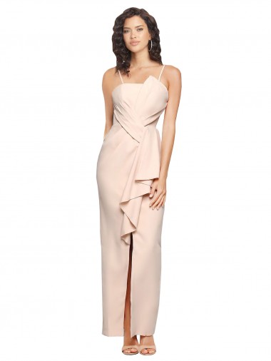 Stretch Crepe Strapless Low Back Sheath Nude Prom Dress Canada Factory