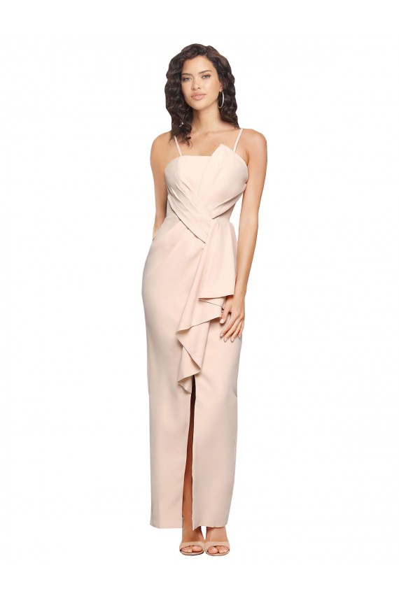 Stretch Crepe Strapless Low Back Sheath Nude Prom Dress Canada Factory