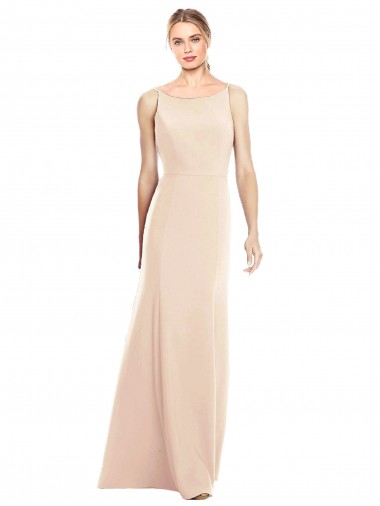 Stretch Crepe Bateau Neck Open Back Trumpet Nude Prom Dress Canada Factory