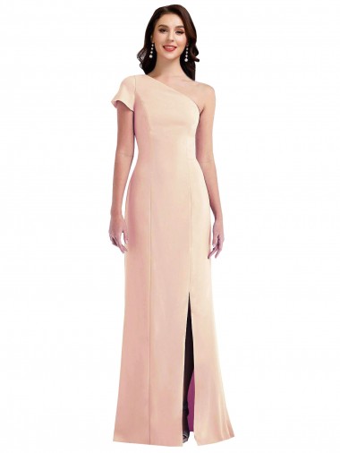 Stretch Crepe One Shoulder Trumpet Nude Prom Dress Canada Factory