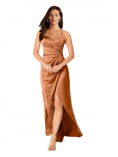 Silky Satin Sweetheart Low Back A-Line Orange High Low Prom Dress Canada Factory