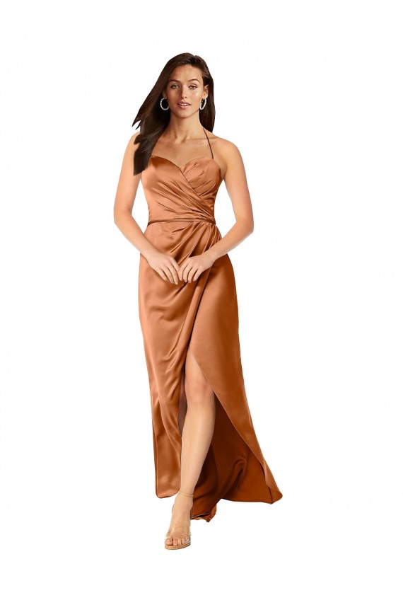 Silky Satin Sweetheart Low Back A-Line Orange High Low Prom Dress Canada Factory