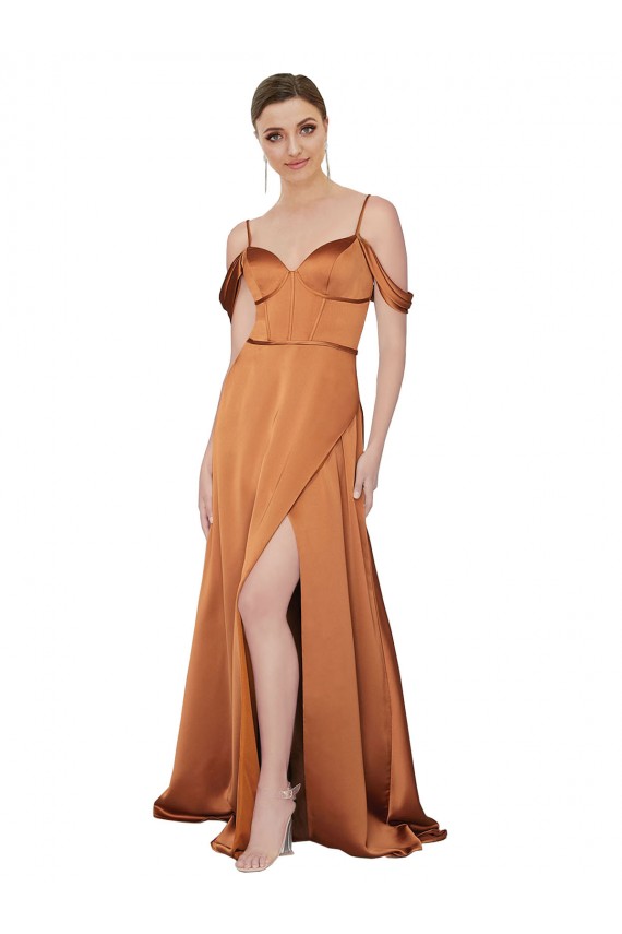 Silky Satin Sweetheart Low Back A-Line Orange Prom Dress Canada Factory