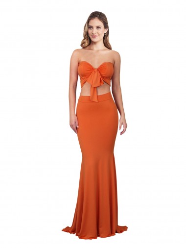 Spandex Strapless Mermaid Orange Prom Dress Canada Factory