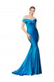 Satin High Neck Mermaid Peacock Blue Prom Dress Canada Factory