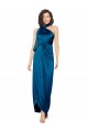 Silky Satin High Neck Sheath Peacock Blue Prom Dress Canada Factory