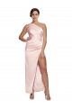 Silky Satin One Shoulder Low Back A-Line Pink Prom Dress Canada Factory