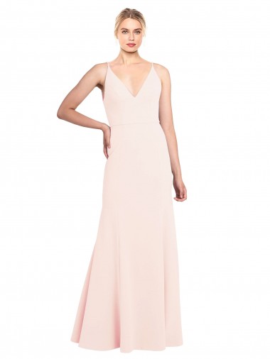 Stretch Crepe High Neck V-Back A-Line Pink Prom Dress Canada Factory