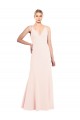 Stretch Crepe High Neck V-Back A-Line Pink Prom Dress Canada Factory
