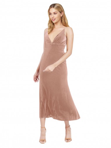 Stretch Velvet V-Neck V-Back A-Line Pink Prom Dress Canada Factory