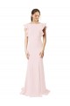 Stretch Crepe Jewel Neck V-Back Mermaid Sheath Pink Black Tie Prom Dress Canada Factory
