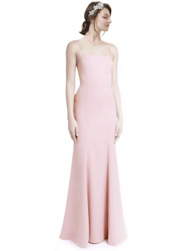 Stretch Crepe Square Neck Open Back Mermaid Sheath Pink Prom Dress Canada Factory