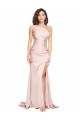 Silky Satin One Shoulder Sheath Pink Black Tie Prom Dress Canada Factory