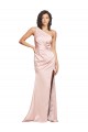 Silky Satin One Shoulder Low Back Sheath Pink Prom Dress Canada Factory