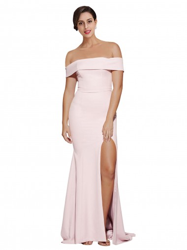 Stretch Crepe Square Neck Low Back Sheath Pink Prom Dress Canada Factory