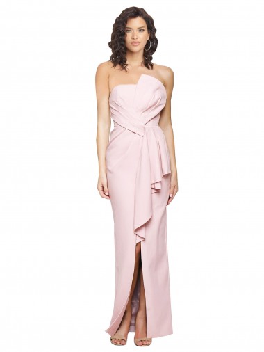 Stretch Crepe Strapless Low Back Sheath Pink Prom Dress Canada Factory