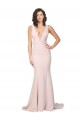 Stretch Crepe V-Neck V-Back Sheath Pink Black Tie Prom Dress Canada Factory