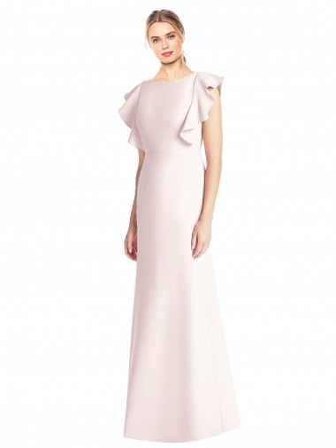 Stretch Crepe Bateau Neck Open Back Trumpet Pink Long Prom Dress Canada Factory