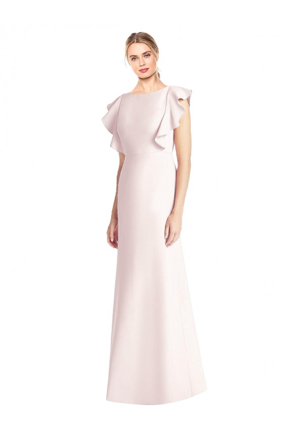 Stretch Crepe Bateau Neck Open Back Trumpet Pink Long Prom Dress Canada Factory