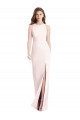 Stretch Crepe Bateau Neck Open Back Trumpet Pink Prom Dress Canada Factory