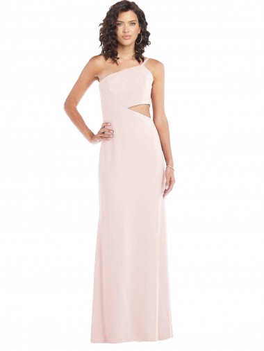 Stretch Crepe One Shoulder Trumpet Pink Prom Dress Canada Factory
