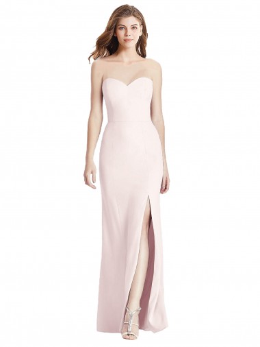Stretch Crepe Strapless Low Back Trumpet Pink Prom Dress Canada Factory