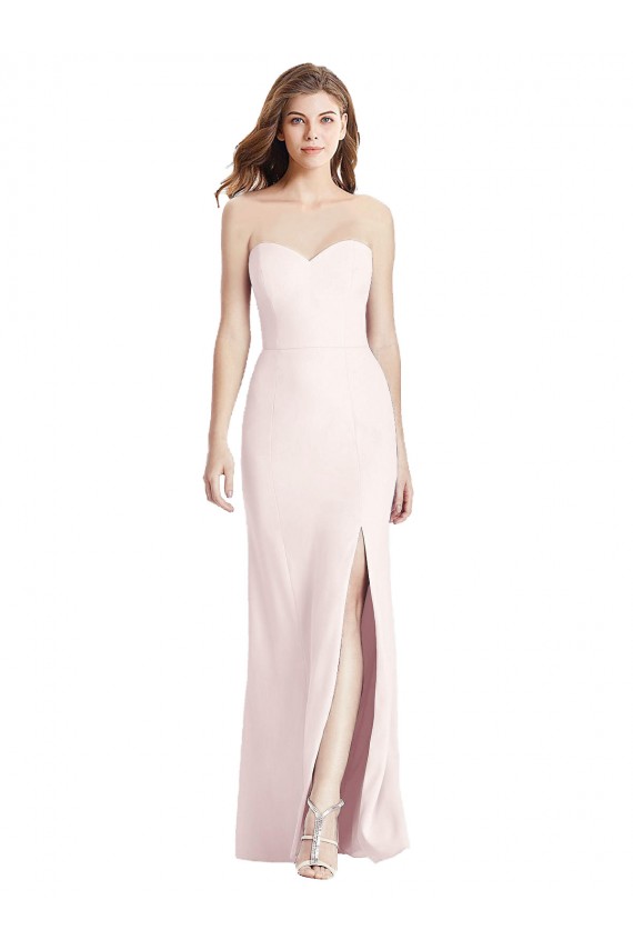 Stretch Crepe Strapless Low Back Trumpet Pink Prom Dress Canada Factory