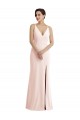 Stretch Crepe V-Neck V-Back Trumpet Pink Prom Dress Canada Factory