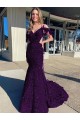 Velvet Sequin V-Neck Sheath Plum Purple Prom Dress Canada Factory