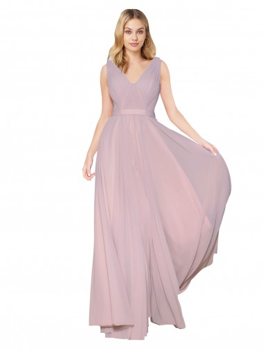 Soft Chiffon High Neck V-Back A-Line Primrose Prom Dress Canada Factory