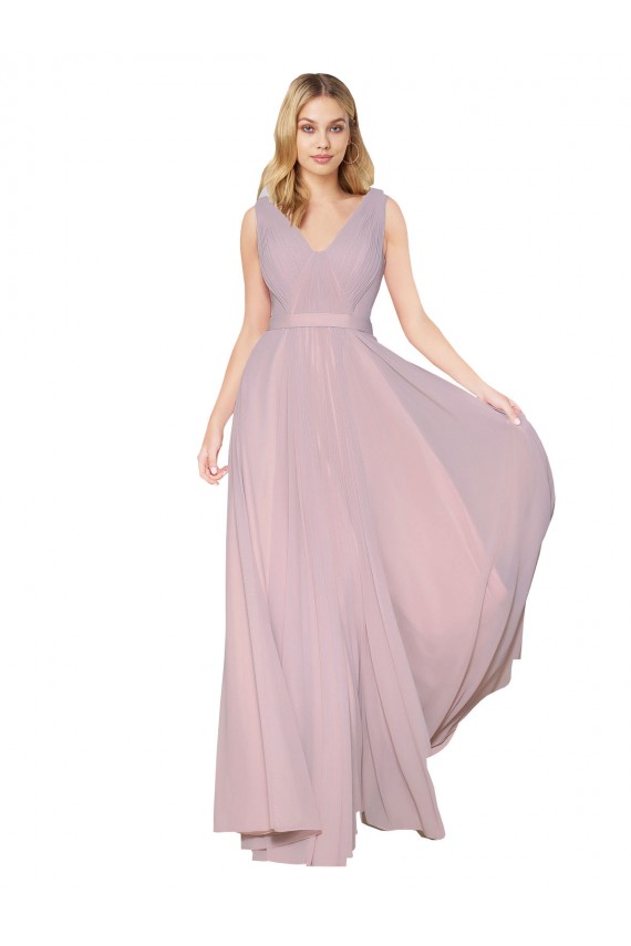 Soft Chiffon High Neck V-Back A-Line Primrose Prom Dress Canada Factory