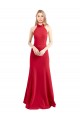 Stretch Crepe High Neck Open Back A-Line Red Prom Dress Canada Factory