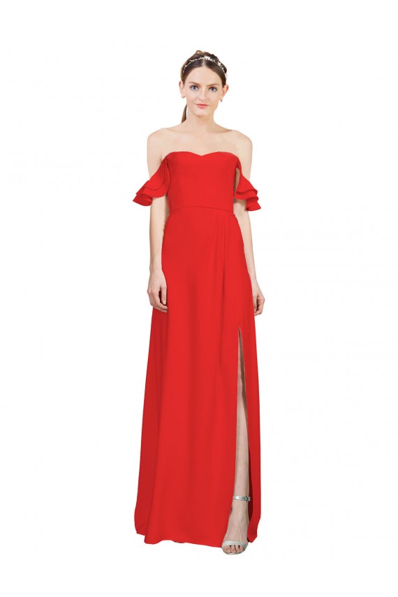Stretch Crepe Sweetheart A-Line Red Prom Dress Canada Factory