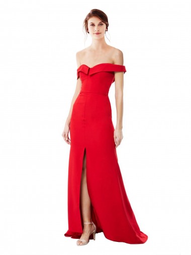 Stretch Crepe High Neck A-Line Red Prom Dress Canada Factory