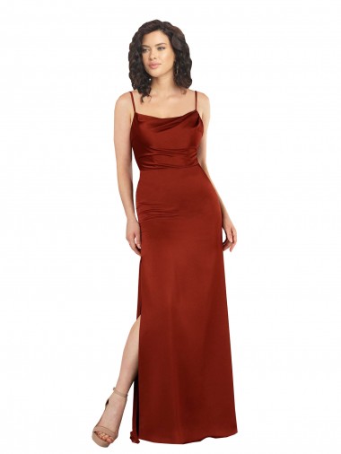 Silky Satin Square Neck Low Back A-Line Red Prom Dress Canada Factory